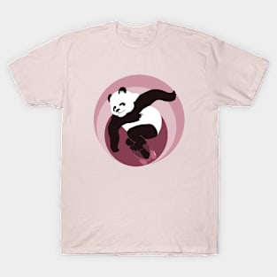 Panda skater in the swirling tunnel T-Shirt